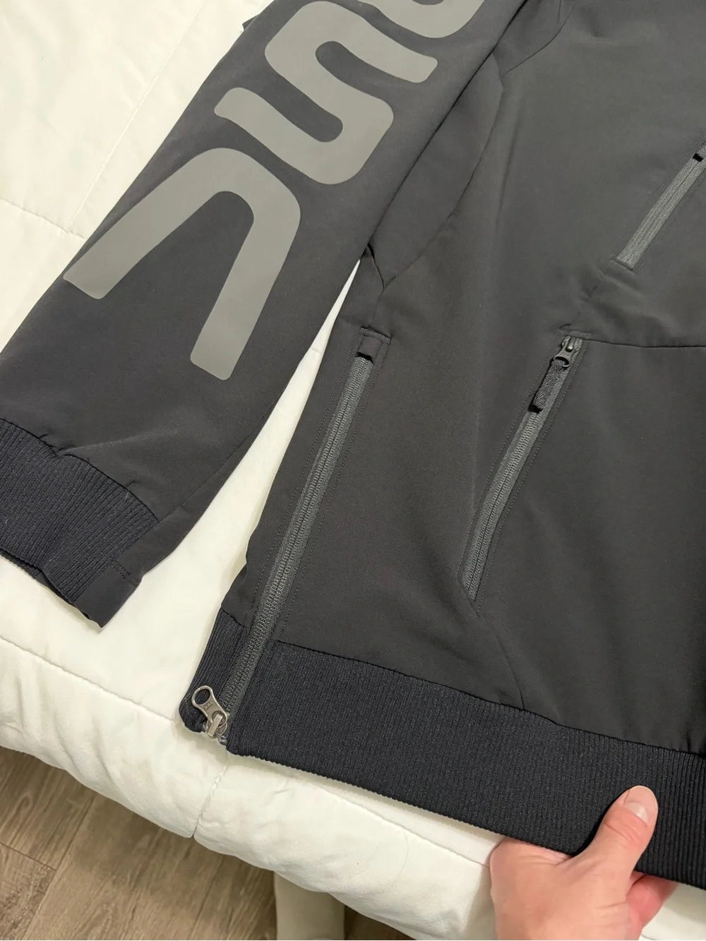 The North Face Black Pullover Hoodie with American Flag Patch